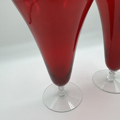 MORGANTOWN GLASS CO. PARMA SPANISH RED #7625 13-OUNCE FOOTED ICED TEA TUMBLER!