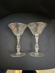 2 Cambridge #3121 Rose Point Champagne/Tall Sherbert Stems 6 3/8″ Tall 4 1/4″…