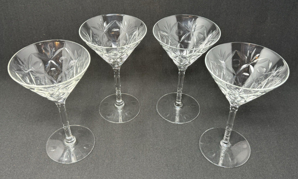 Tiffin Keats Crystal Martini Glasses ~ Set of 4