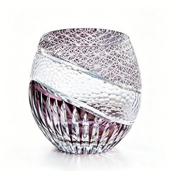 Edo Kiriko 11oz Purple Crystal Hand-Cut Japanese Whiskey Cocktail Tumbler