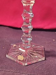 Bohemian Lead Crystal Wine Glasses Hand-cut W/Frosted Rose on Bowl,Hexagon Base