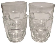 Set of 4 Arcoroc Whiskey Glass 4oz 8-Panel Double Shot Glasses France