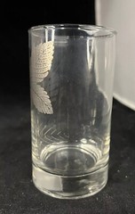 Libbey Platinum Leaves Tumbler Glasses Oak Elm Foliage Set Of Six Vintage MCM