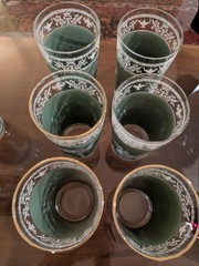 Lot Vintage Jeannette Hellenic Green Glasses Wedgwood Jasperware Style 6 sm 6 lg