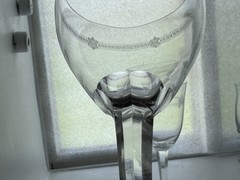 Set Of 2 Kosta Crystal Wine Glass Goblet Etch “Svenska No.185” Swedish 1920s-30s