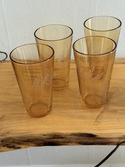 Vintage Libbey Gold Bounty Amber Wheat Tumblers – Set of 4 MCM Iced Tea Glasses