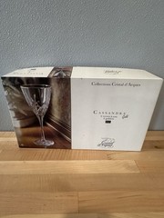 Set- 4 Cristal D’Arques France Cassandra Gold Water Goblets Crystal Glass w/ Box