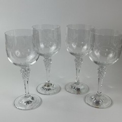 Cristallerie Zwiesel Wine Goblet Grapes On Stem Etched Design Germany Set Of 4