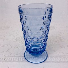 Colony Whitehall Cubist (5) Light Blue Iced Tea Glasses Straight Rim Footed GUC