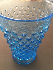 1 Vintage Indiana Glass Tiara Blue Hobnail Footed Tumbler Glass 12 oz each Rare