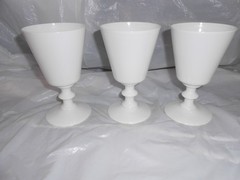 Lot of 3 PORTIEUX VALLERYSTHAL PV French White Opaline Glass 5 5/8″ Goblets
