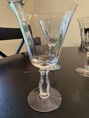 Fostoria Vintage Silver Flutes Crystal Water Goblets Glasses