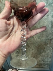 2 Art Deco Amethyst Purple Cordial Twisted Stem Glasses