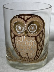 Georges Briard Owl 14 Oz Rocks Glasses Set Of 6 MCM Double Old Fashioned Sigma