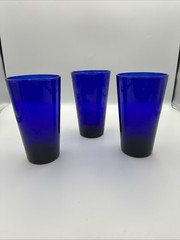 3 LIBBEY Cobalt Blue Tumblers Drinking Glasses 16 oz
