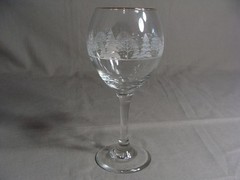 4 Lynn’s China Clear Glass 12 Oz Goblets In The Pines Pattern, Arbys