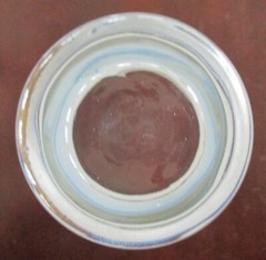 Four MCM Sugar Frosted Cooler Glasses with Gold Red / Blue Bands 6″