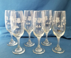 Set of 6 Eamon CLADDAGH Champagne Flutes Vintage Irish 7″ Wine Glasses Signed