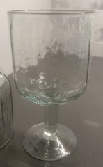 2 Hand Blown Made In India Tulip Water/Wine goble Textured 6 1/2”