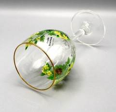 Royal Worcester WORCESTER HERBS Black Mustard Wine Glass Botanical & Gold Trim