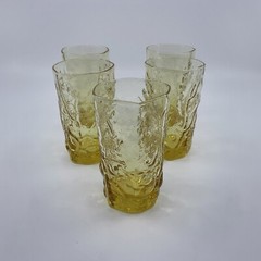 Set of 5 Seneca Glass Driftwood Casual 6 oz Juice Glasses In Pineapple 4 1/8” T
