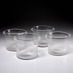 19th Century Georgian Clear Glass Wine Rinser Double Spout Beaker Cups 4pc Lot E