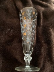 Set of 8 VTG Libby Royal Fern Gold Leaf Pilsner Beer Glasses Flutes Parfait G7