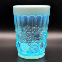 Mosser Glass Eye Winker Aqua Opal 4″ Tumbler Opalescent Blue Juice