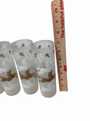 Vintage Libbey Barware Drinking Glasses Cavalcade Horses Stallions Frosted Gold