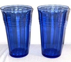 2 Hazel Atlas MODERNTONE COBALT BLUE 5″ – 12 OZ ICED TEA TUMBLERS