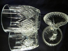 CLEAR CRYSTAL COVERED BISQUIT~GINGER JAR