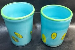 European Studio Art Glass Tumblers Set of 6 • 4–4.5″ • Polish Czech Vintage