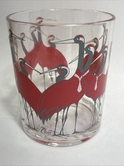 Vintage New! Rare CERA Cranes In White Ties Set Of 6 MCM Cocktail Tumblers