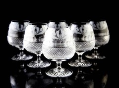 Edinburgh Thistle Brandy Snifter Glasses Set of 6 Elegant Vintage Crystal