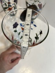 Vintage Oneida Crimson Bloom Hand Painted Hand Blown Floral Ice Tea Glass Set 4