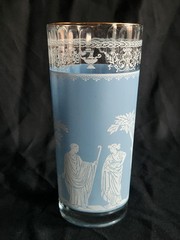 Hellenic Blue 16 oz Flat Tumbler by Jeannette • 6½» Tall Vintage