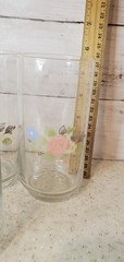 Vintage Libbey Floral Tumblers Set of 6 Pink Rose Blue Flower Glasses 5.5″