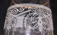 Vintage Gold Trim White Design Highball Drink Tumblers Weighted Bottom Set Of 6