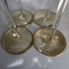 Set Of 8 Signed Hand Blown Ion Tamaian Art Glass Champagne Flutes Pink