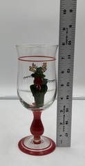 Pottery Barn Retired Christmas Reindeer Glass Pitcher & 8 Goblets Hand Painted