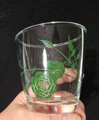 4 Vintage Hazel Atlas Roses Sour Cream Glasses – 1/2 Pint