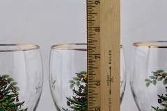 SET OF 3 SPODE CHRISTMAS TREE WINE GLASS WITH GOLD RIMS – MINT