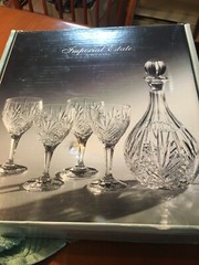 Czech Republic Imperial Estate Crystal Decanter and Wine Set «Ventana» NIB