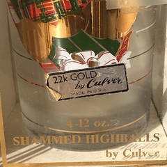 4 Vtg Culver 22K Gold High Ball Glasses Christmas “Yule” Bears W/Box – Festive