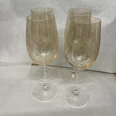 Pier 1 Crackle Amber Golden Luster Vintage Wine Glasses – Set Of (4)