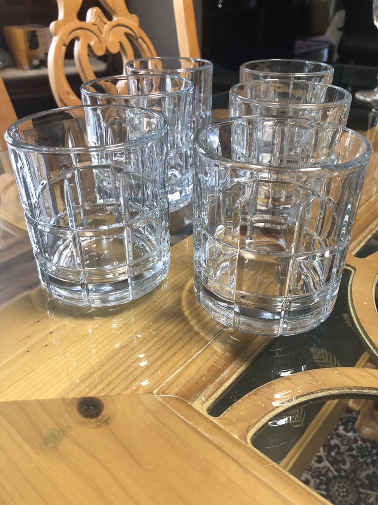 Set Of 6 Anchor Hocking Tartan Manchester Double Old Fashion Whiskey Glasses