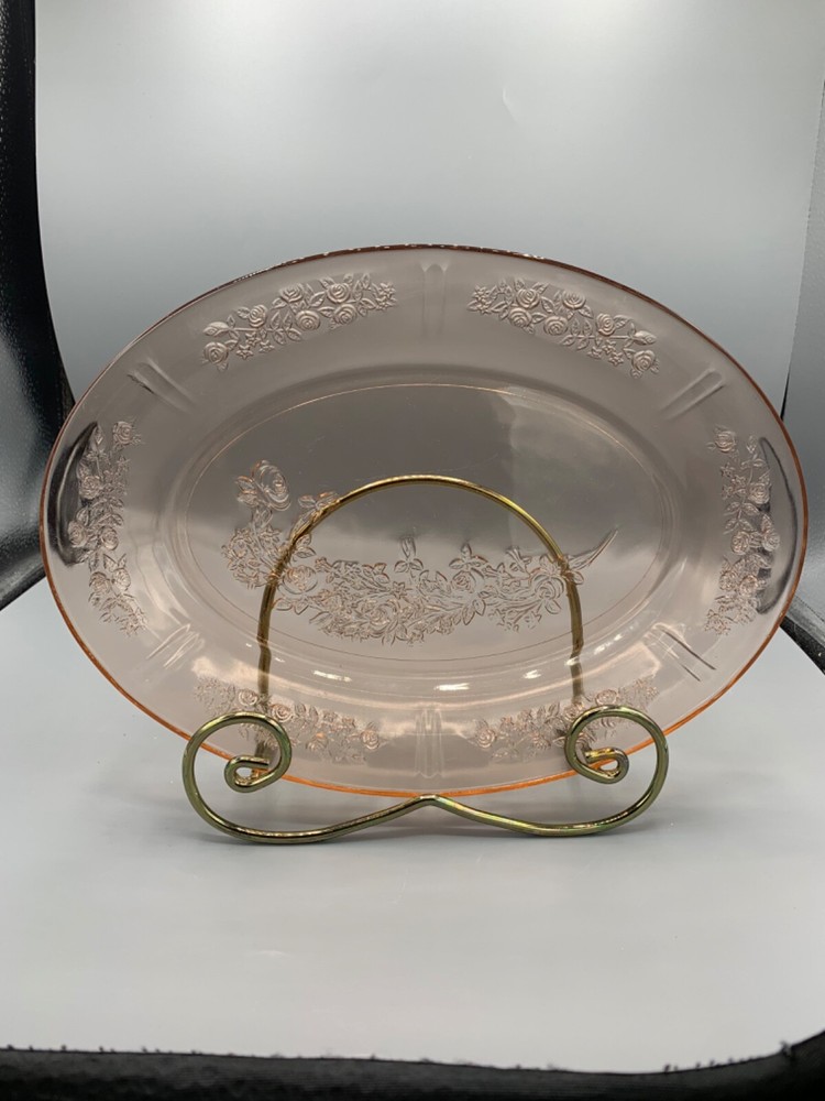 Vintage Federal Glass Company – Oval Serving Platter Sharon Cabbage Rose #2