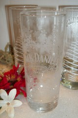 3 NEW JACK DANIELS Tall Glasses 2 Christmas Trees & 1 Old No. 7 Etched 6 1/8″ T