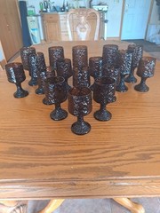 Lenox Hand Blown Crystal Textured Impromptu Brown 17 Piece Stemmed Glass Ware