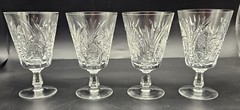 Set of 4 Vintage Bohemian Hand Cut Crystal Pinwheel Fan Flared Glasses 8 oz